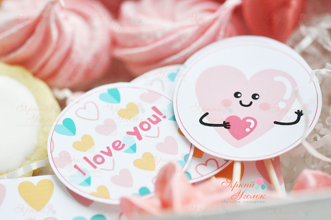 Топперы напечатанные "Милые сердечки"