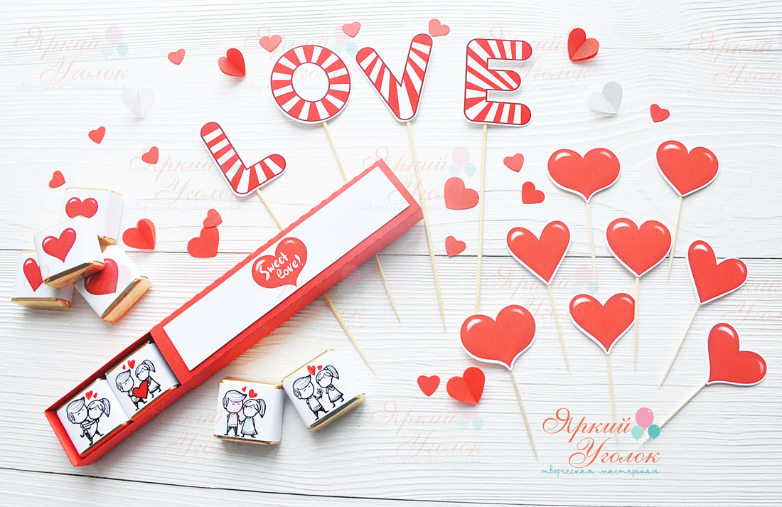 Набор на день Святого Валентина "Красные сердечки"