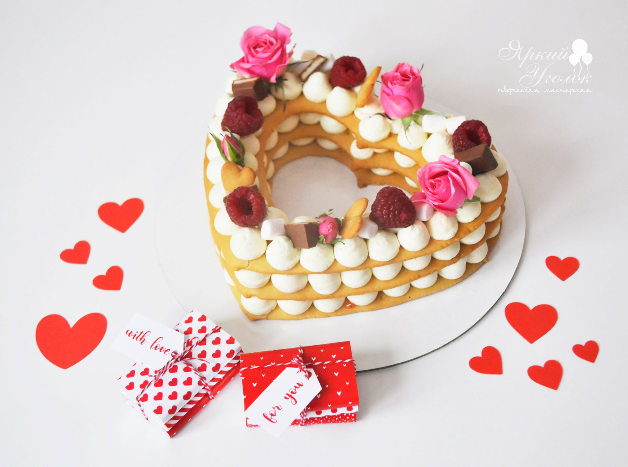 Обертки на шоколад с сердечками, 15 гр