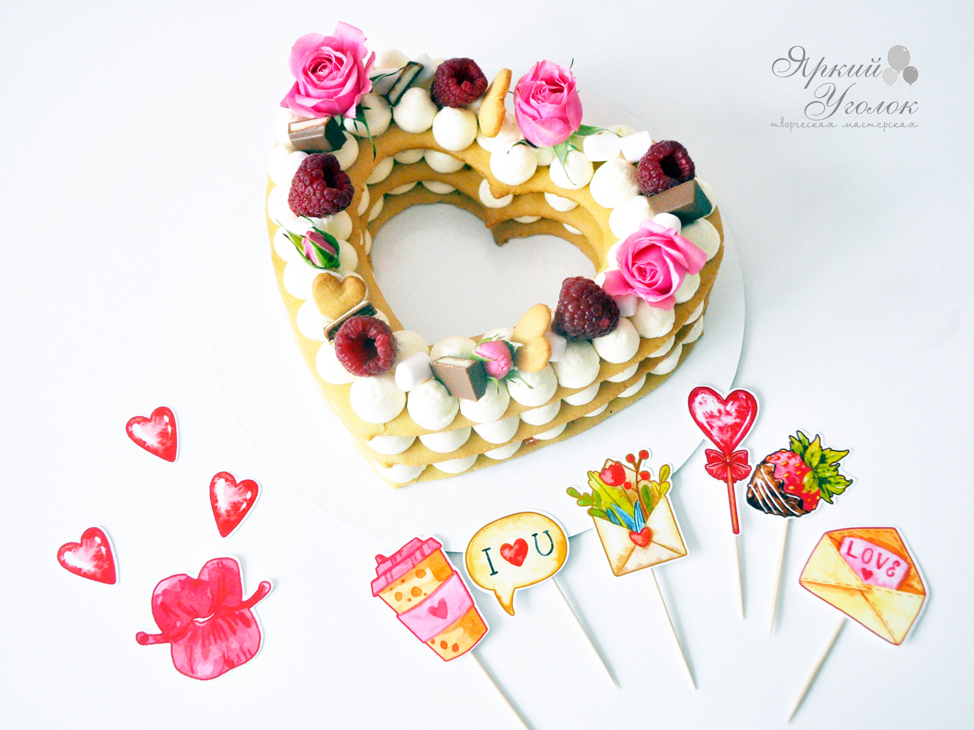 Топперы напечатанные "Вкусные сердечки"