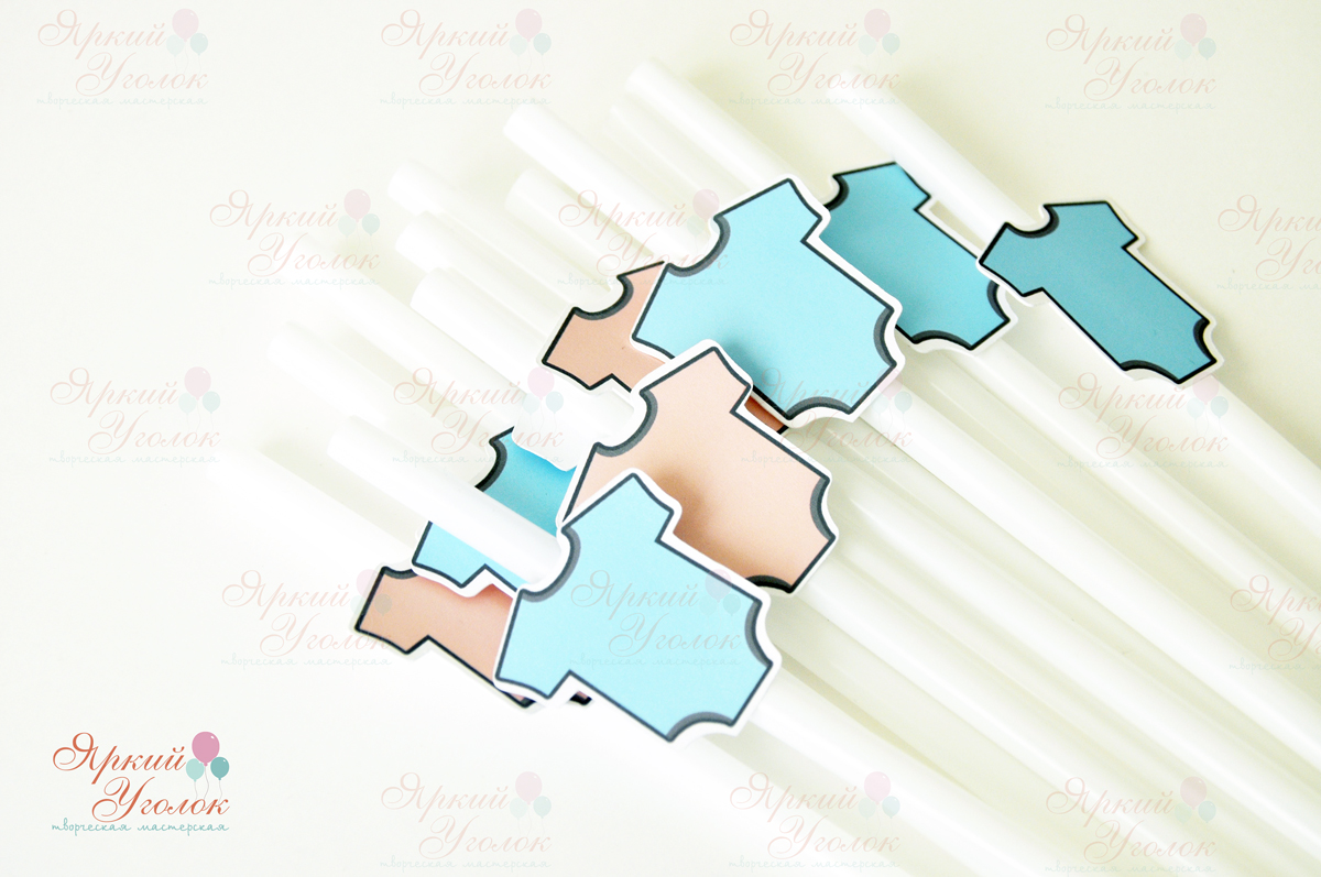 Пластиковые трубочки с декором  gender party "Боди"