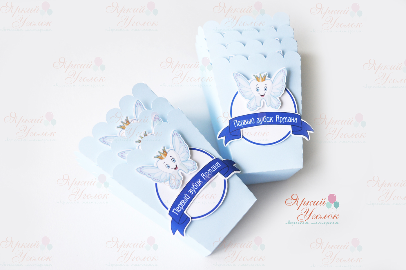 Стаканчики для сладостей или попкорна с декором Зубик