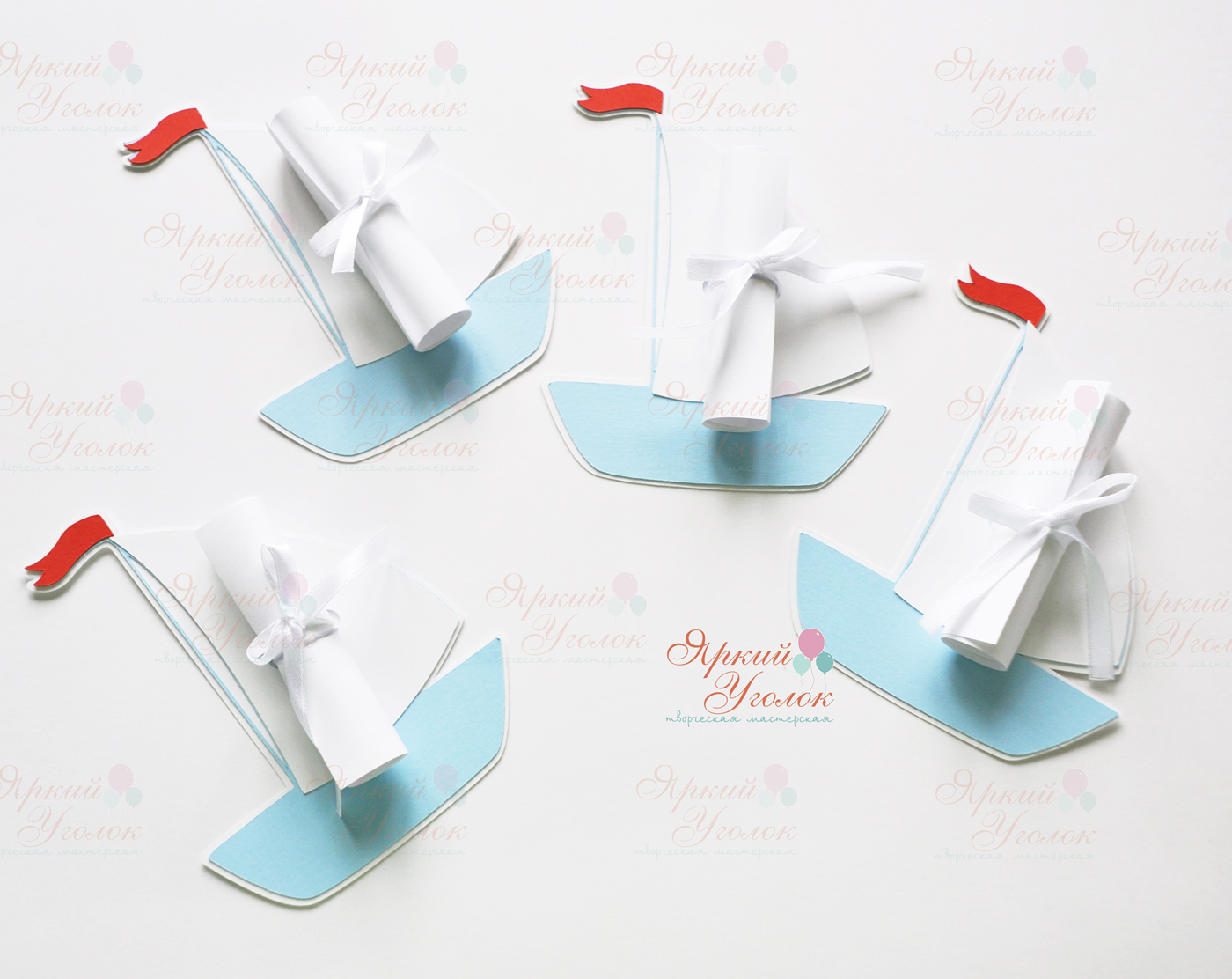 Карточки со свертками "Кораблики"