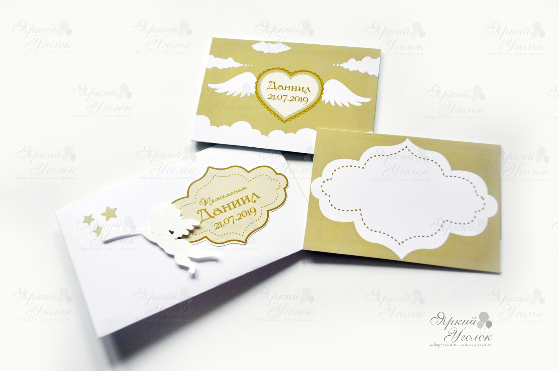 Карточки для пожеланий (10 шт) в конверте на крещение