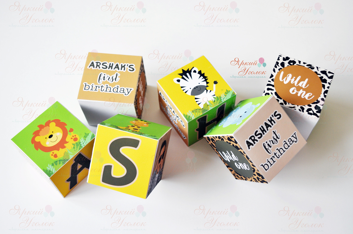 Кубики все стороны разные "Веселый зоопарк" с принтами