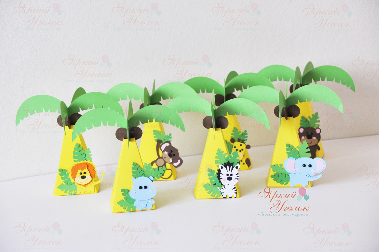 Бонбоньерка в форме пальмы "Зоопарк"