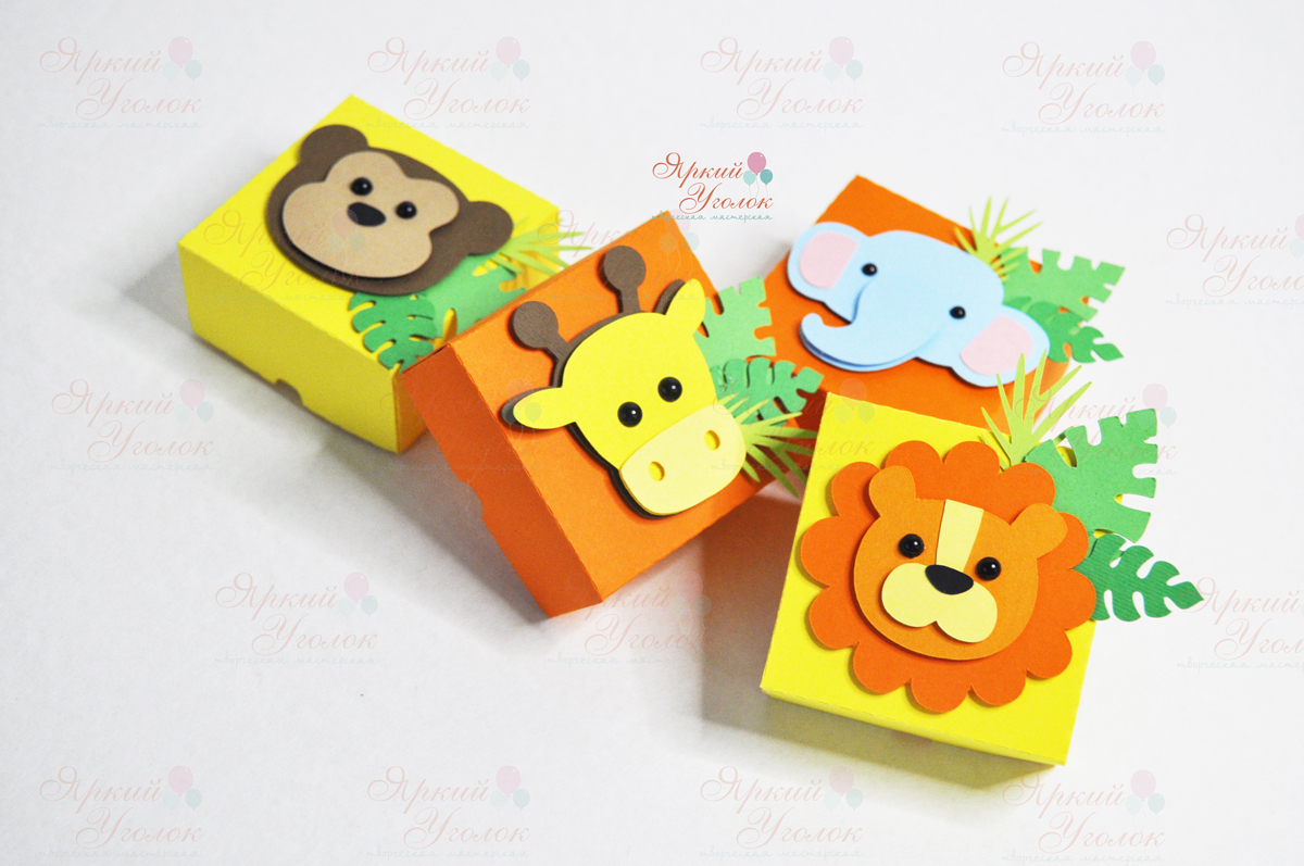 Бонбоньерки - коробочки с крышкой с декором "Новый Зоопарк"