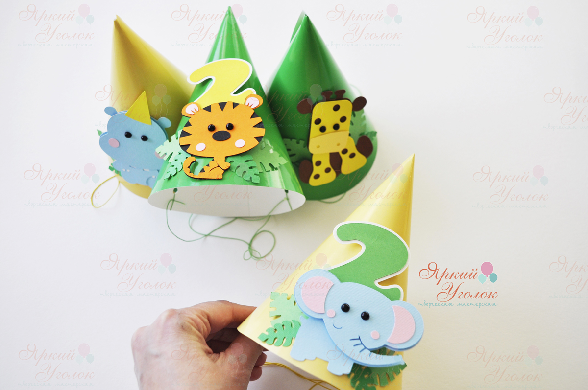 Колпачки с животными "Веселый зоопарк" желто-зеленое