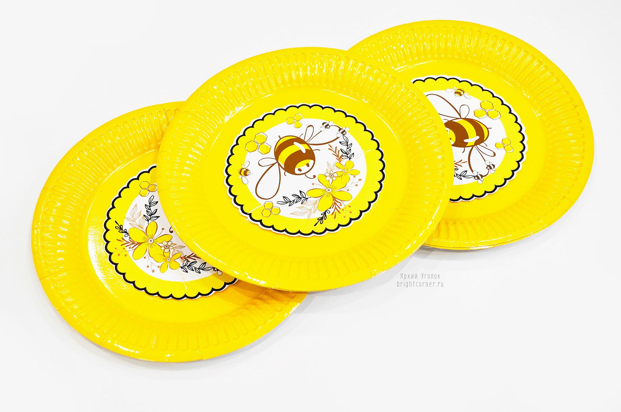 Бумажные тарелки с накладкой "Пчелы"