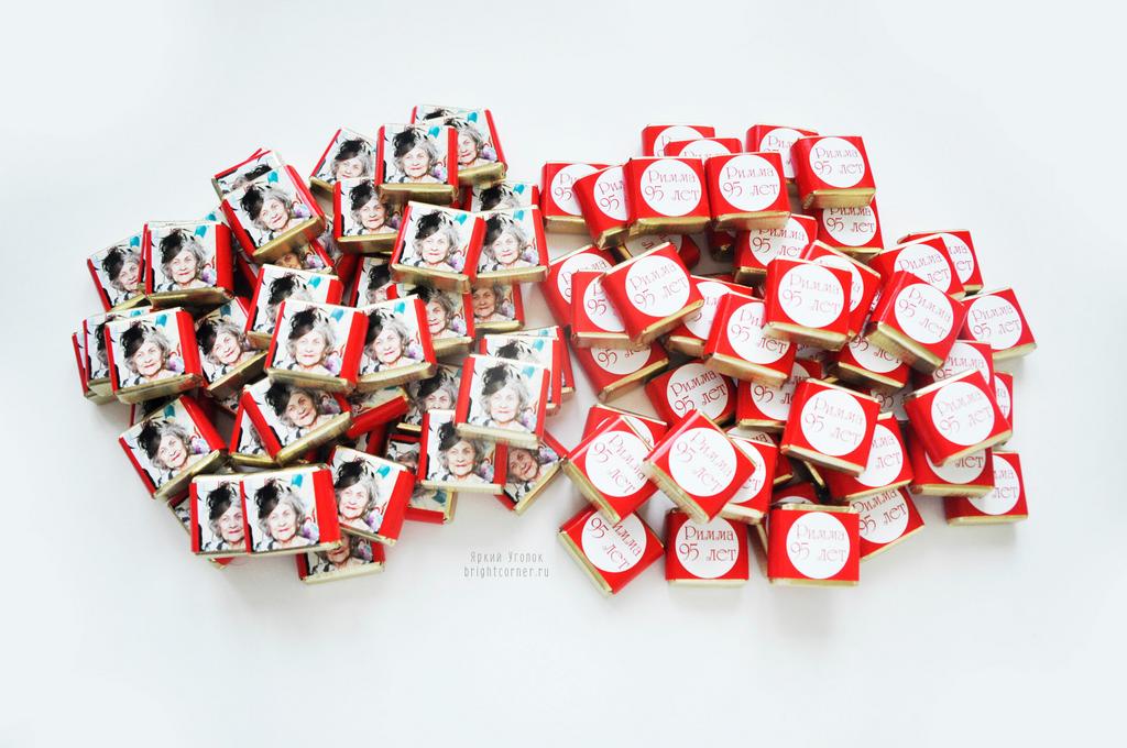 Обертки на конфетки на юбилей с фото