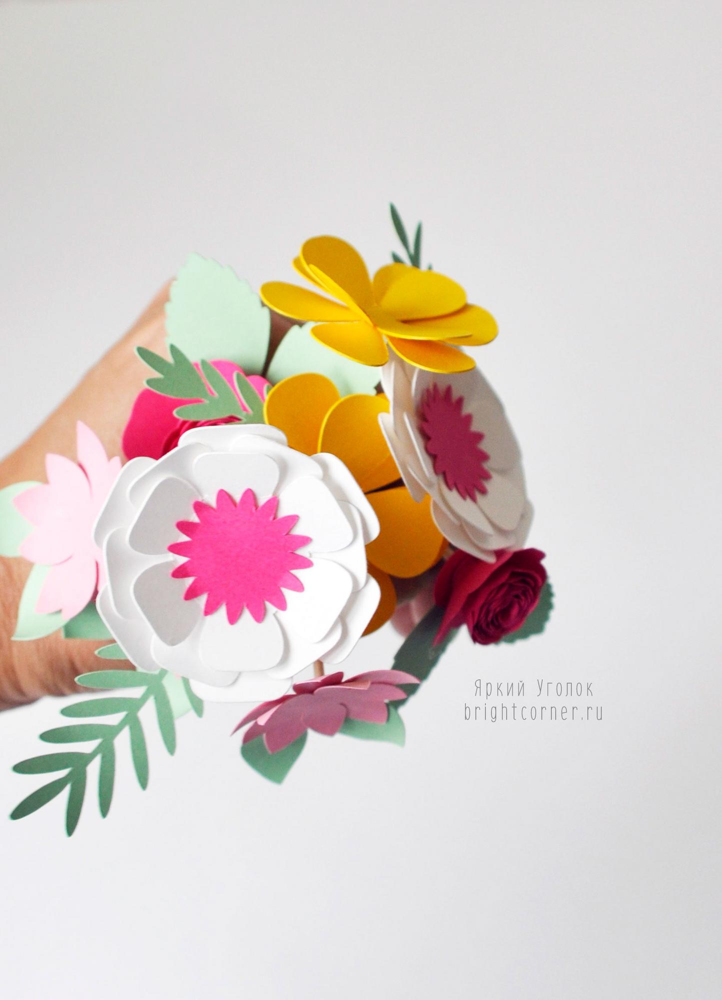 Набор мини топперы "Цветы" 9 шт