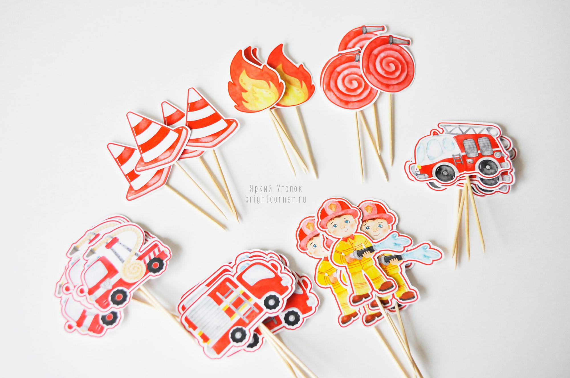 Топперы напечатанные "Пожарные"