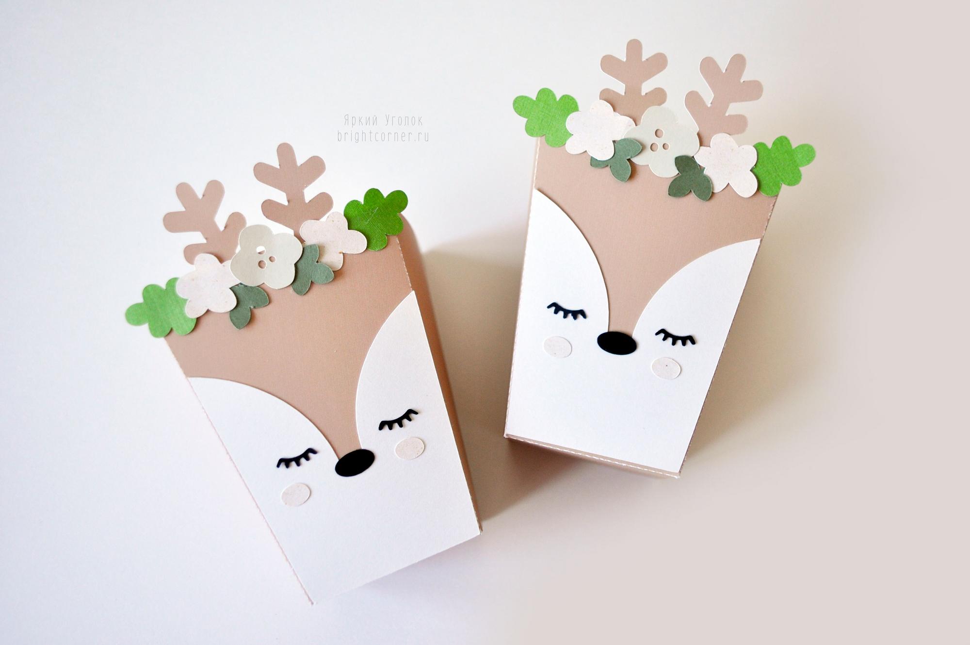 Стаканчики для сладостей или попкорна с объемным декором "Олененок"