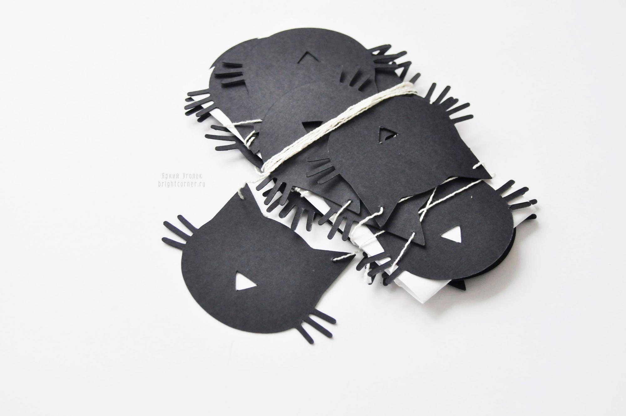 Гирлянда фигурки "Котики силуеты" на нитке