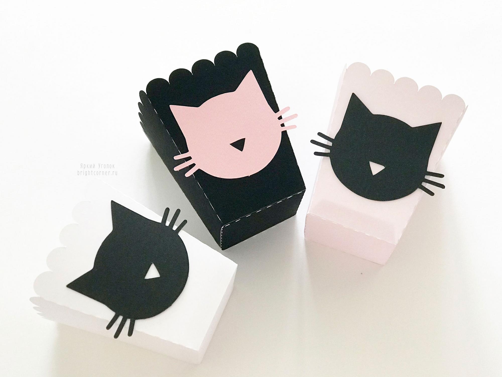 Стаканчики для сладостей или попкорна с декором "Котик"