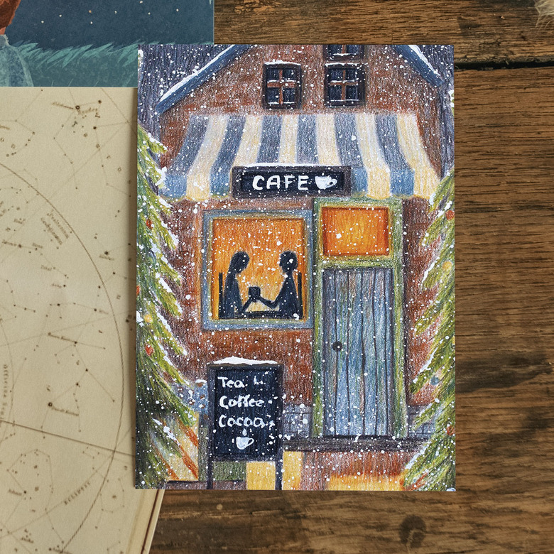 зимние открытки, почтовые открытки, cedar cards