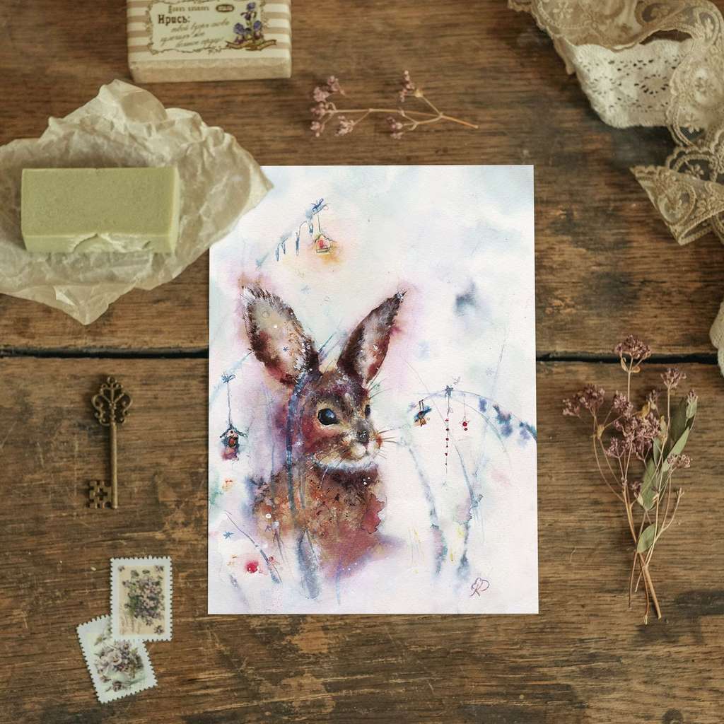 "Заснеженный гость" почтовая открытка