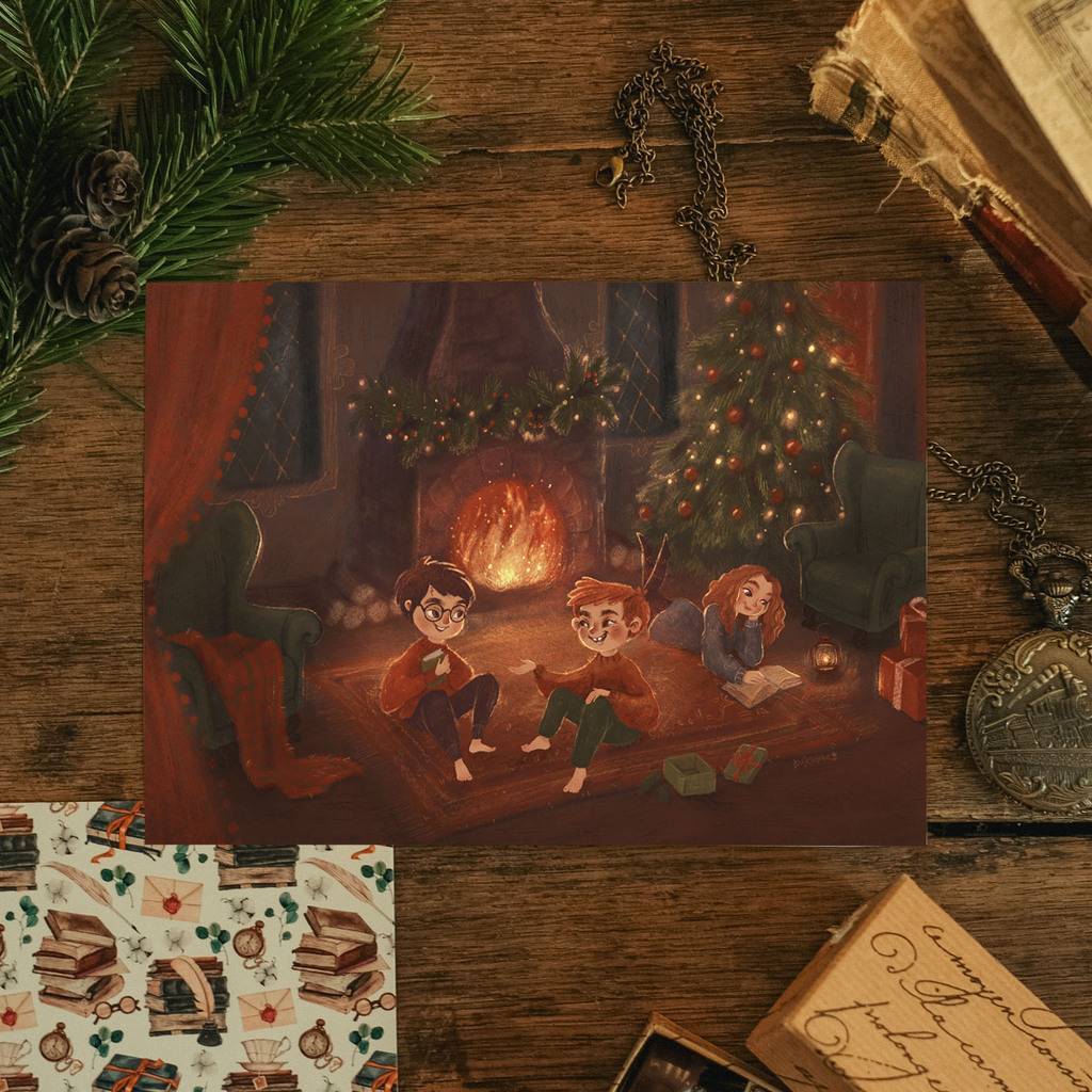 "Christmas Gryffindor Common Room" почтовая открытка