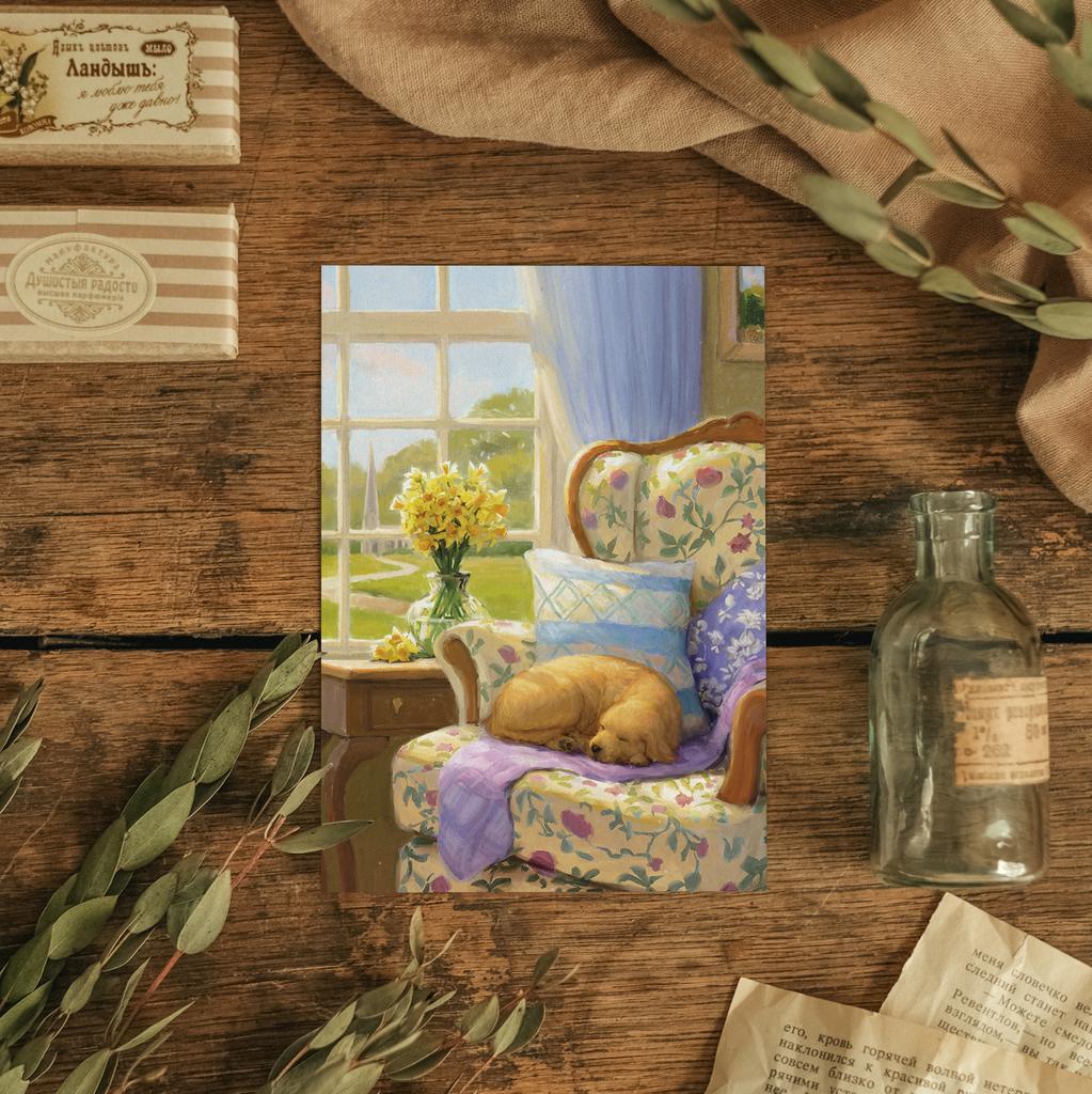 "Уютное кресло" почтовая открытка для посткроссинга