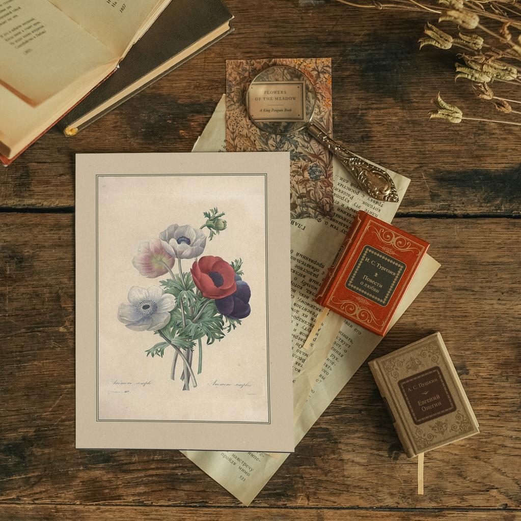 "Анемоны" почтовая открытка для посткроссинга
