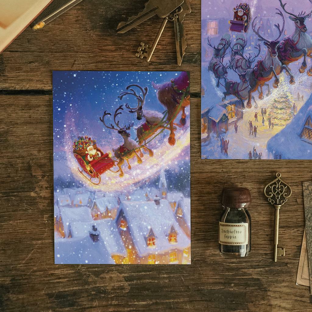 "Санта под звёздным небом" почтовая открытка для посткроссинга