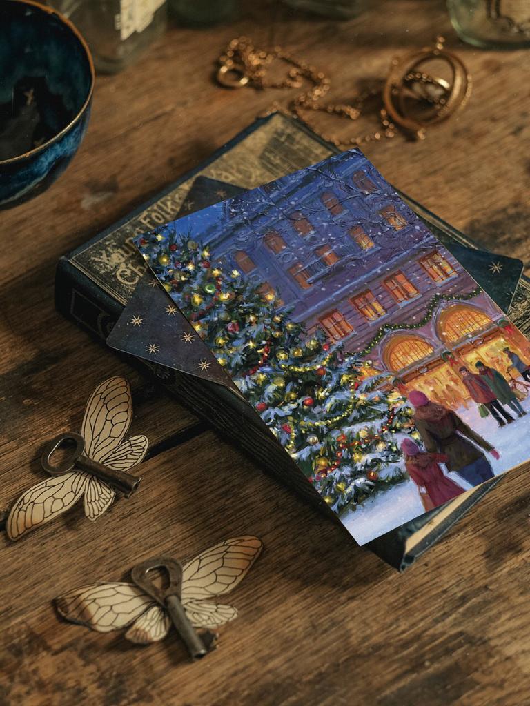 "Новогодние радости в сердце города" почтовая открытка для посткроссинга