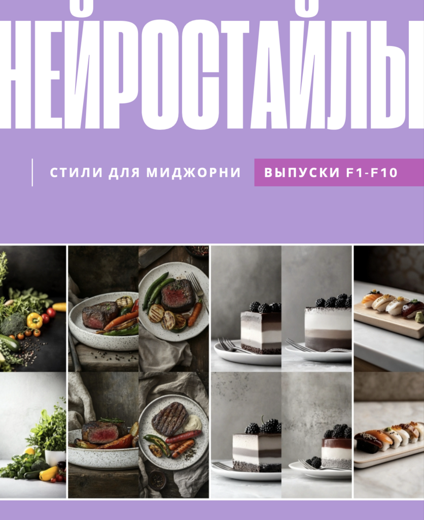 Нейростайлы Фудфото | Выпуски F1-F10