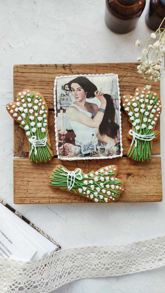 Репродукция и ландыши -15*15 см