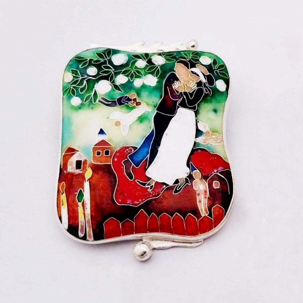 БРОШЬ/КУЛОН "ШАГАЛ НАД ГОРОДОМ"