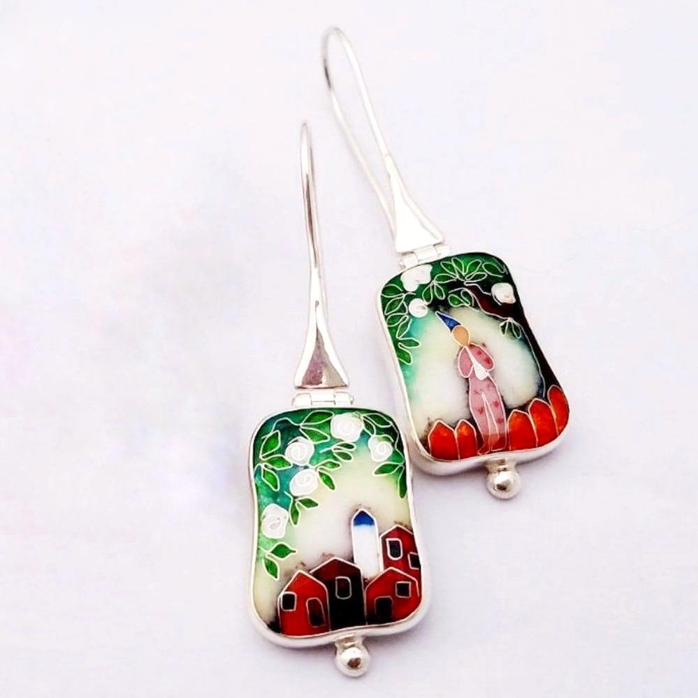 СЕРЬГИ "ШАГАЛ НАД ГОРОДОМ"