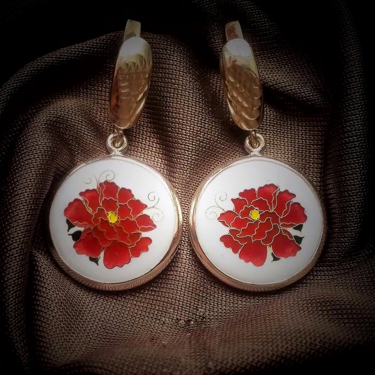 СЕРЬГИ "КРАСНЫЙ ПИОН"