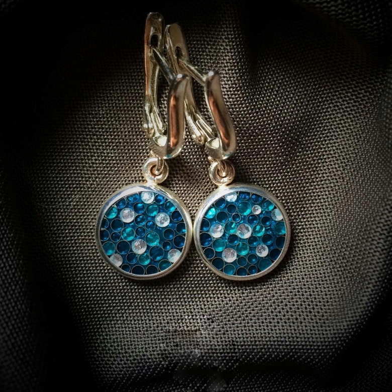 СЕРЬГИ "БЕЛО-ГОЛУБЫЕ ТОЧКИ"