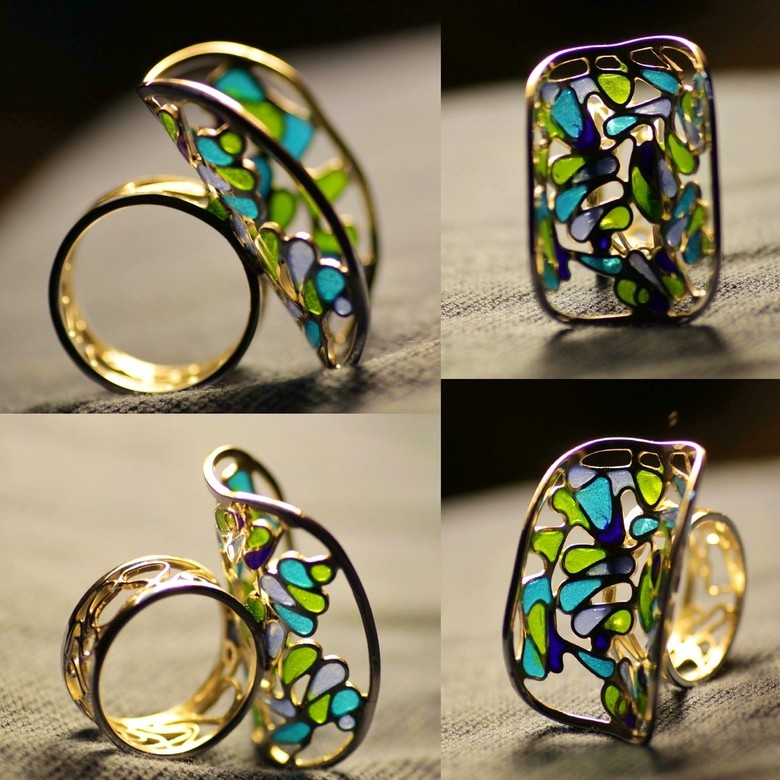 КОЛЬЦО "ЗЕЛЕНЕНЬКИЙ ВИТРАЖ"