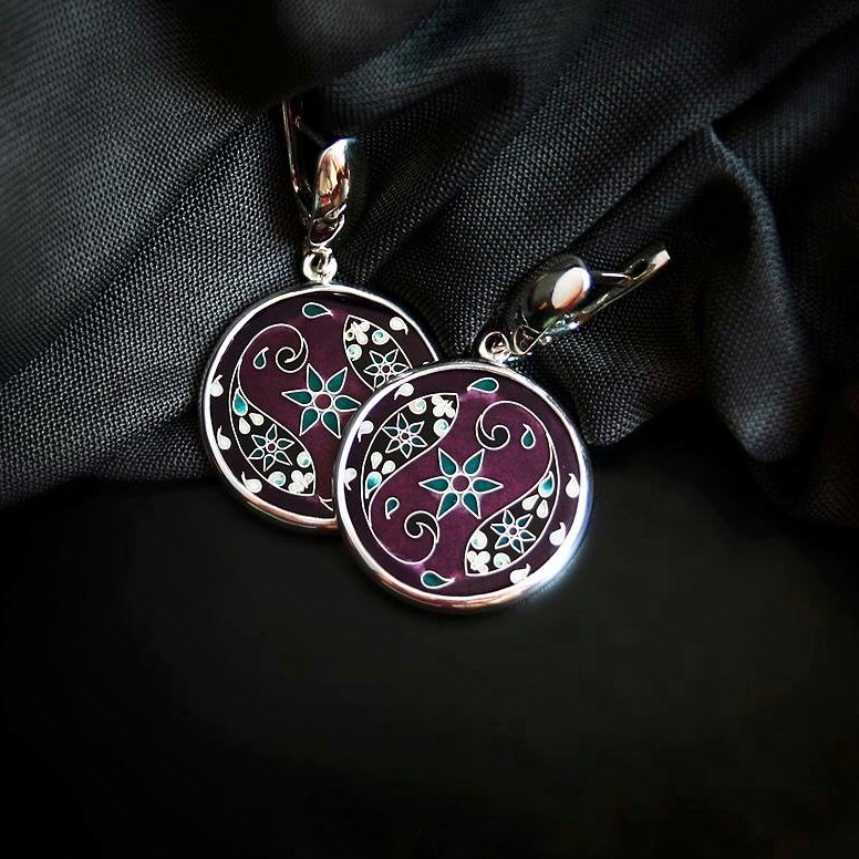 СЕРЬГИ "ВИШНЕВЫЙ ОРНАМЕНТ"