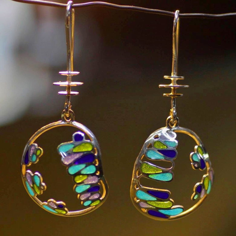 СЕРЬГИ "ВИТРАЖНАЯ БИРЮЗА"