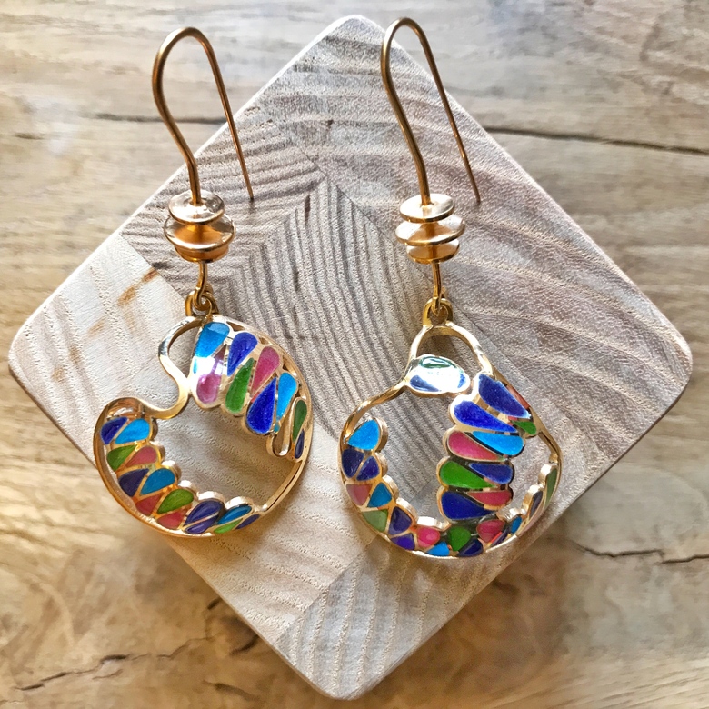 СЕРЬГИ "ЗЕЛЕНЫЙ ВИТРАЖ"