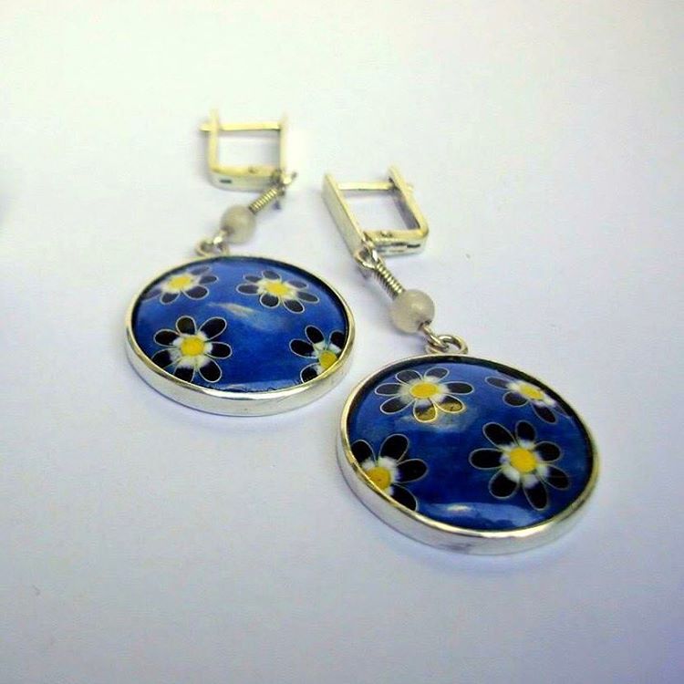 СЕРЬГИ "ЧЕРНЫЕ РОМАШКИ"