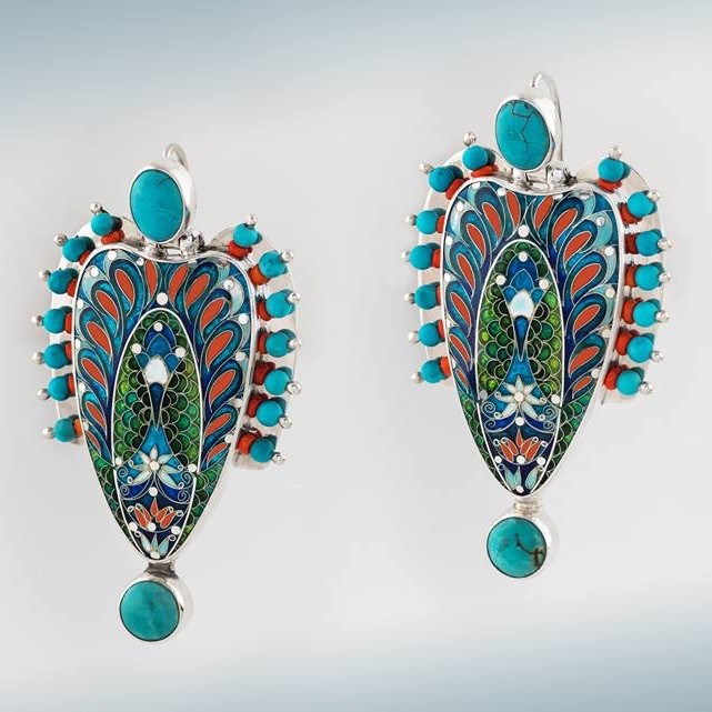 СЕРЬГИ "БИРЮЗОВОЕ ПЕРО"