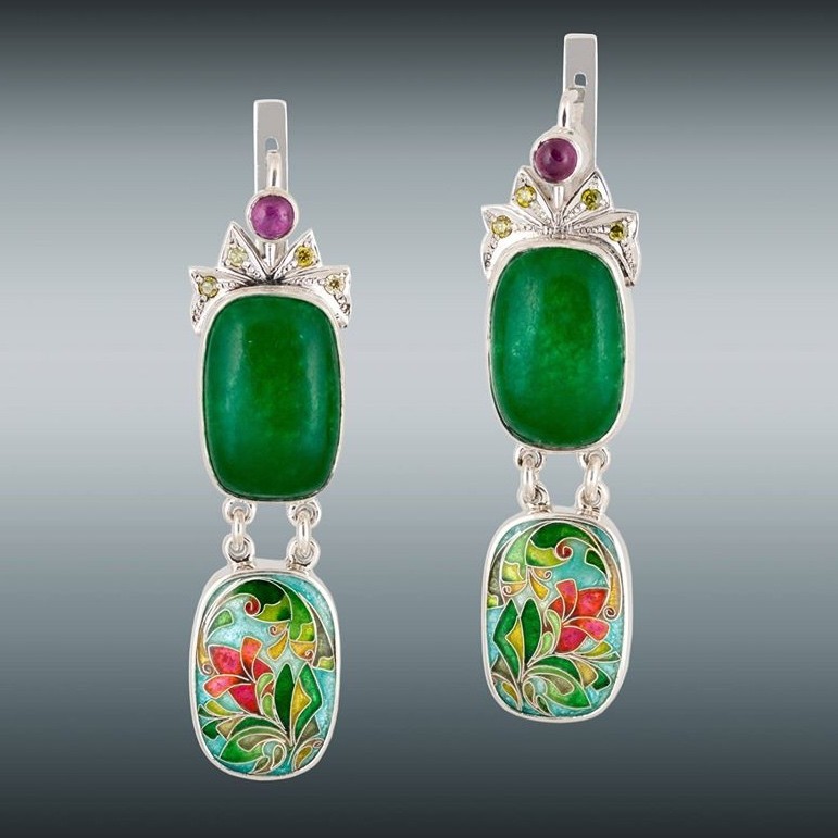 СЕРЬГИ "ИЗУМРУДНЫЕ ЦВЕТЫ"