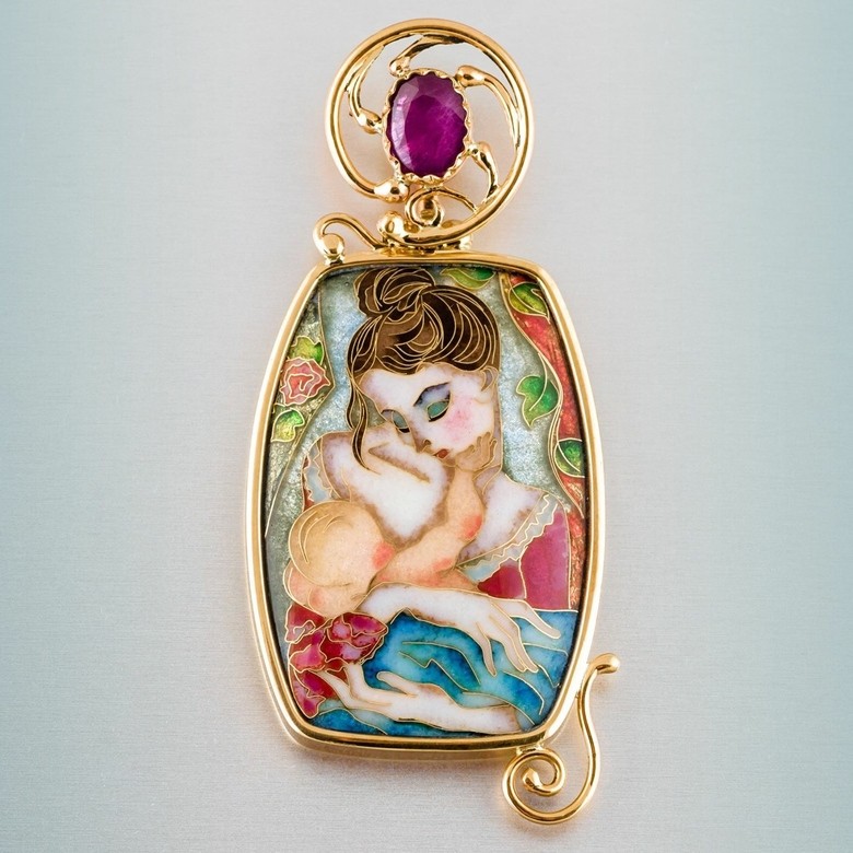 КУЛОН "МАТЬ И ДИТЯ РУБИН"