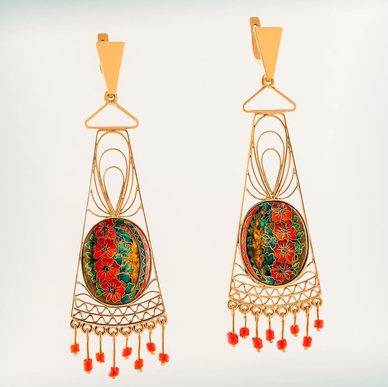 СЕРЬГИ "КРАСНЫЙ ЦВЕТОК"