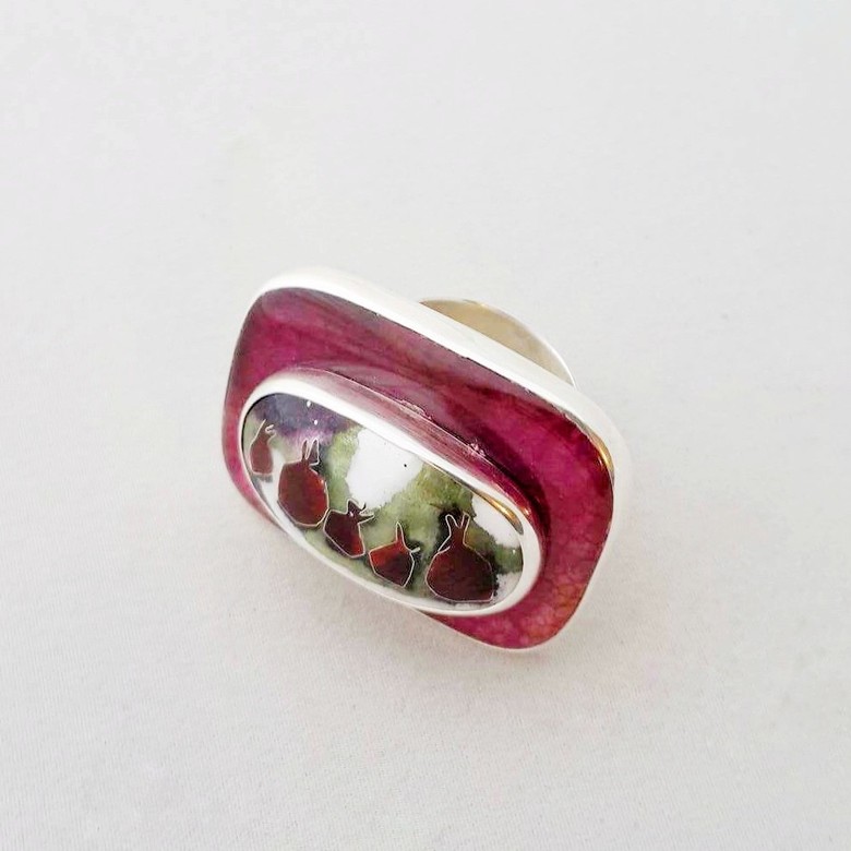 КОЛЬЦО "АГАТ С ГРАНАТАМИ"