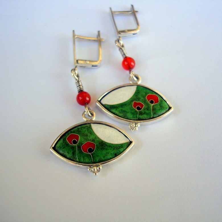 СЕРЬГИ "МАКИ НА ТРАВЕ"