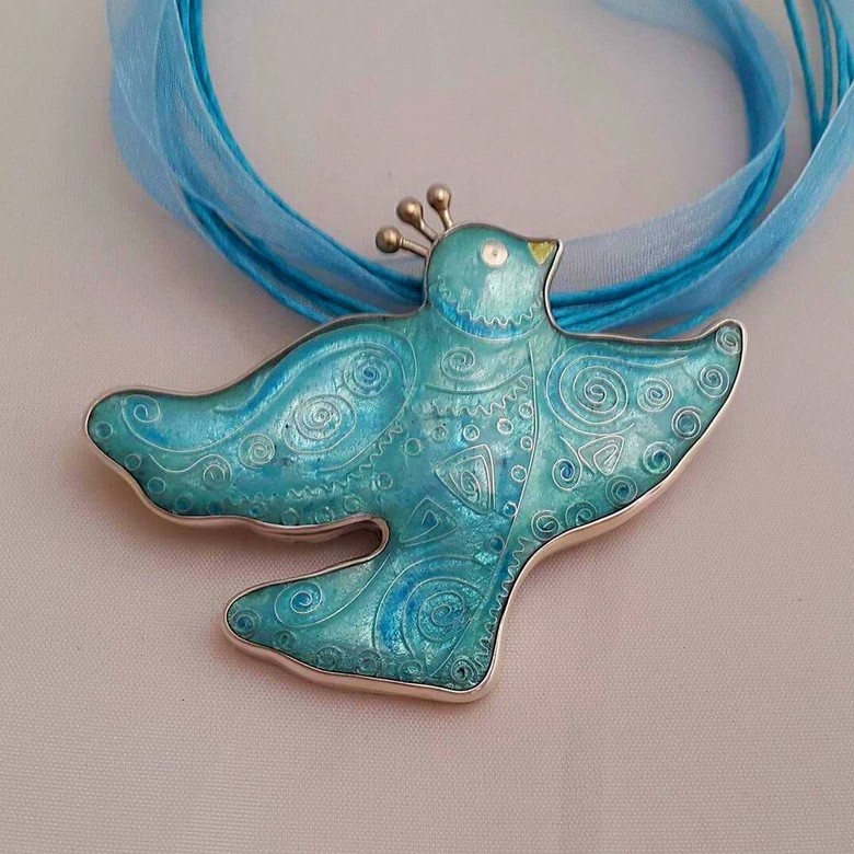 БРОШЬ/КУЛОН "ГОЛУБОЙ ГОЛУБЬ"