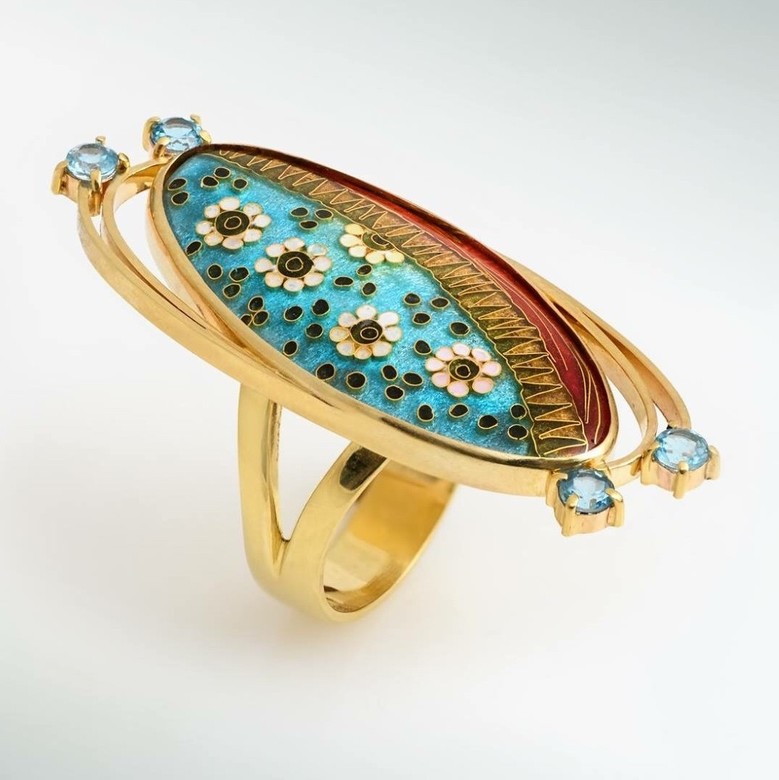 КОЛЬЦО "ТОПАЗ С РОМАШКАМИ"