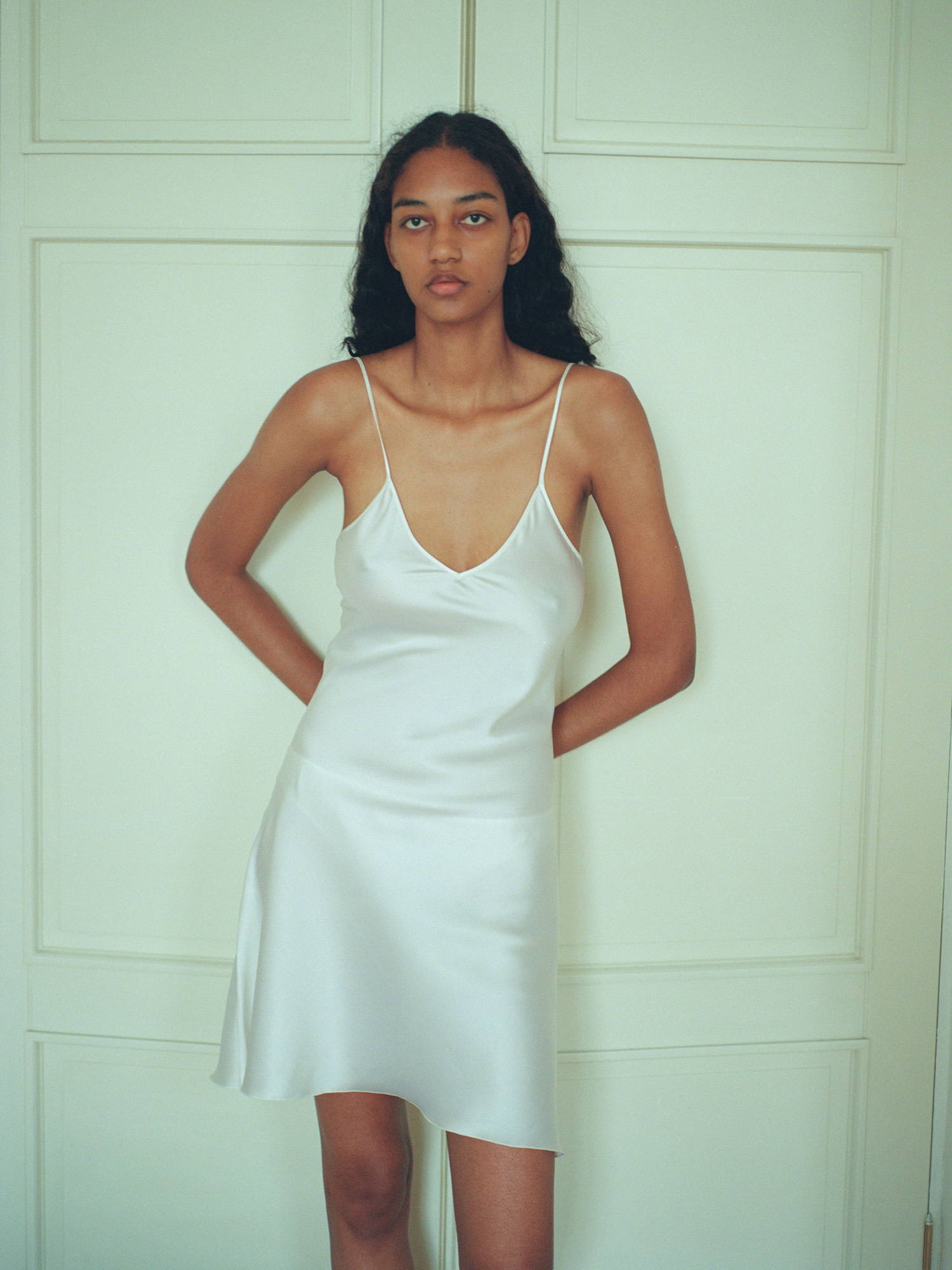 Silk Slip dress in milk