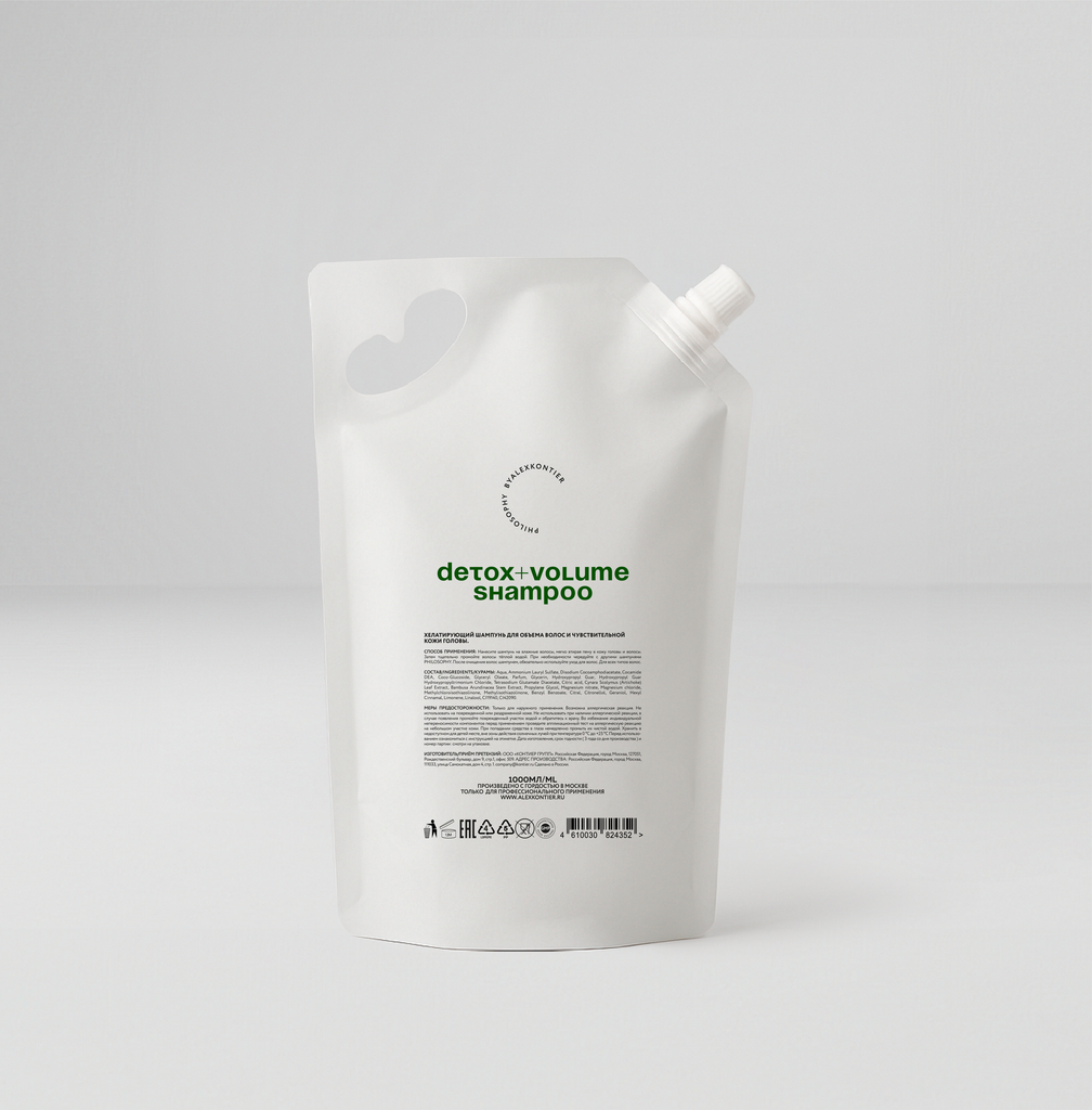 DETOX + VOLUME SHAMPOO REFILL Хелатирующий шампунь для объема волос и чувствительной кожи головы, 1000 мл