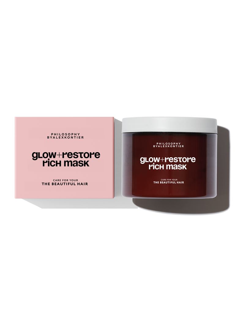 {GLOW + RESTORE RICH MASK} Насыщенная, реконструирующая маска для натуральных, сильно поврежденных, пористых, кудрявых и осветленных волос, 200 мл.