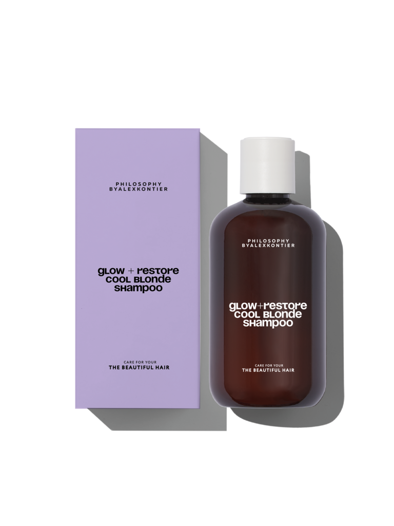 GLOW + RESTORE COOL BLONDE SHAMPOO ШАМПУНЬ ДЛЯ ПОДДЕРЖАНИЯ ХОЛОДНЫХ ОТТЕНКОВ ВОЛОС { БЛЕСК И РЕКОНСТРУКЦИЯ }, 250 мл.