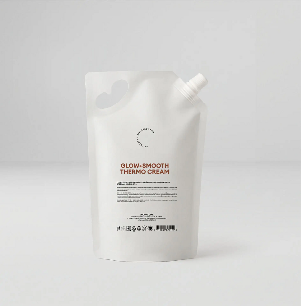 GLOW+SMOOTH THERMO CREAM 1000 мл (рефил) Термозащитный несмываемый крем-кондиционер для блеска и гладкости